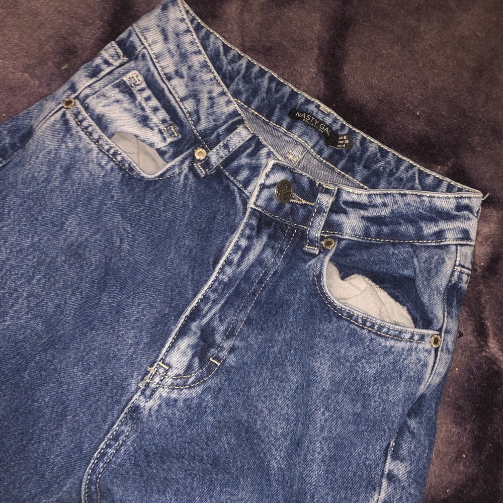 Nasty Gal High Waisted Dark Denim Acid Wash Jeans